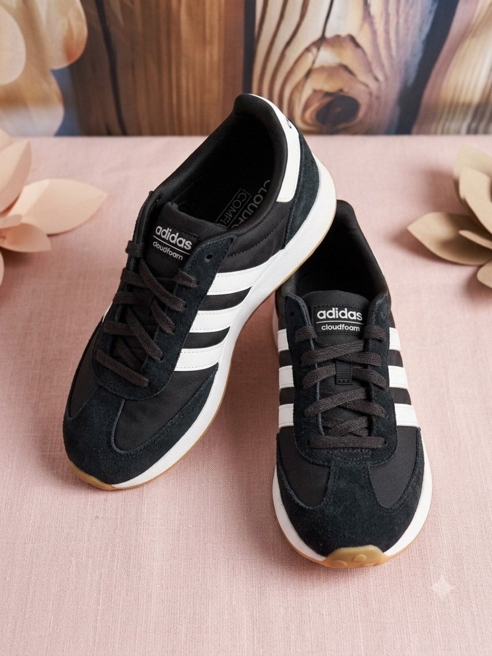 adidas Men’s Black & White Retro Cloudfoam Sneakers